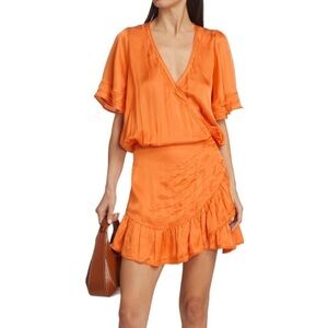 Poupette St. Barth orange mini swing dress